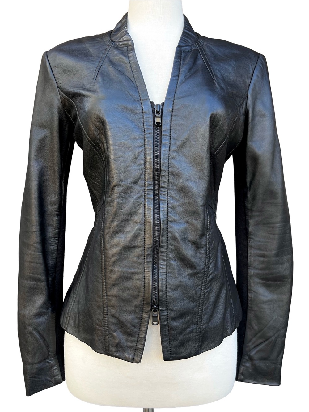 DANIER Genuine Leather Fitted Black Jacket M